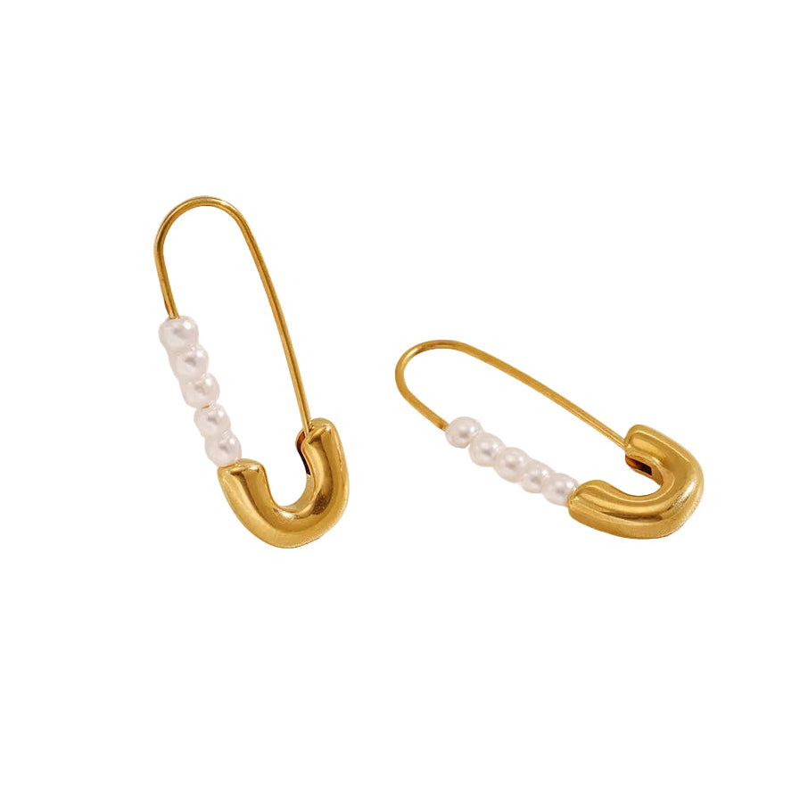 Argollas de Acero en Forma de U con Perlas