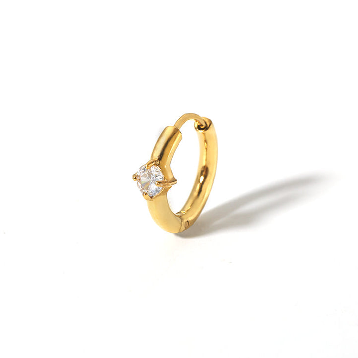 Argollas de Acero con Zirconia en Forma de Corazón