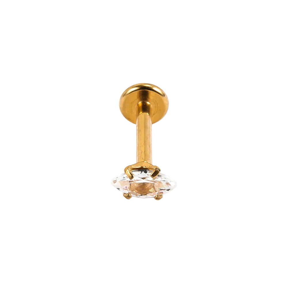 Piercing Labret de Acero con Zirconia Marquesa