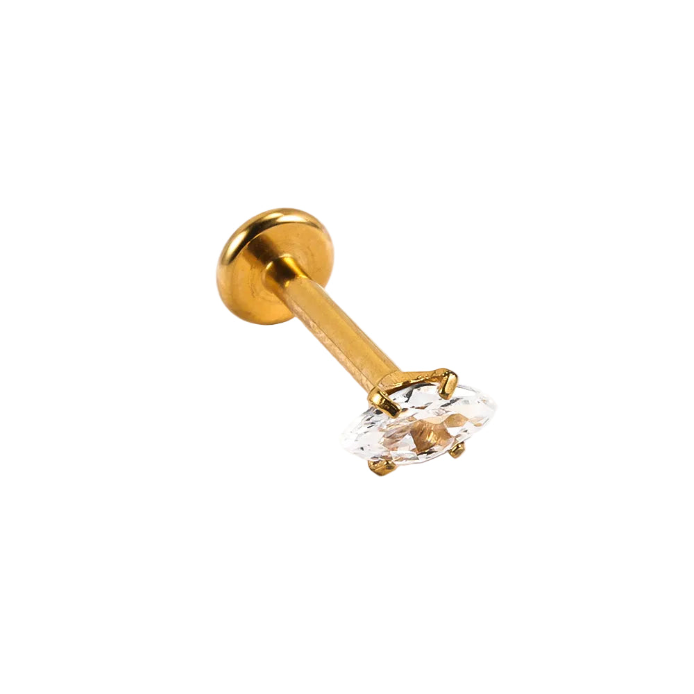 Piercing Labret de Acero con Zirconia Marquesa