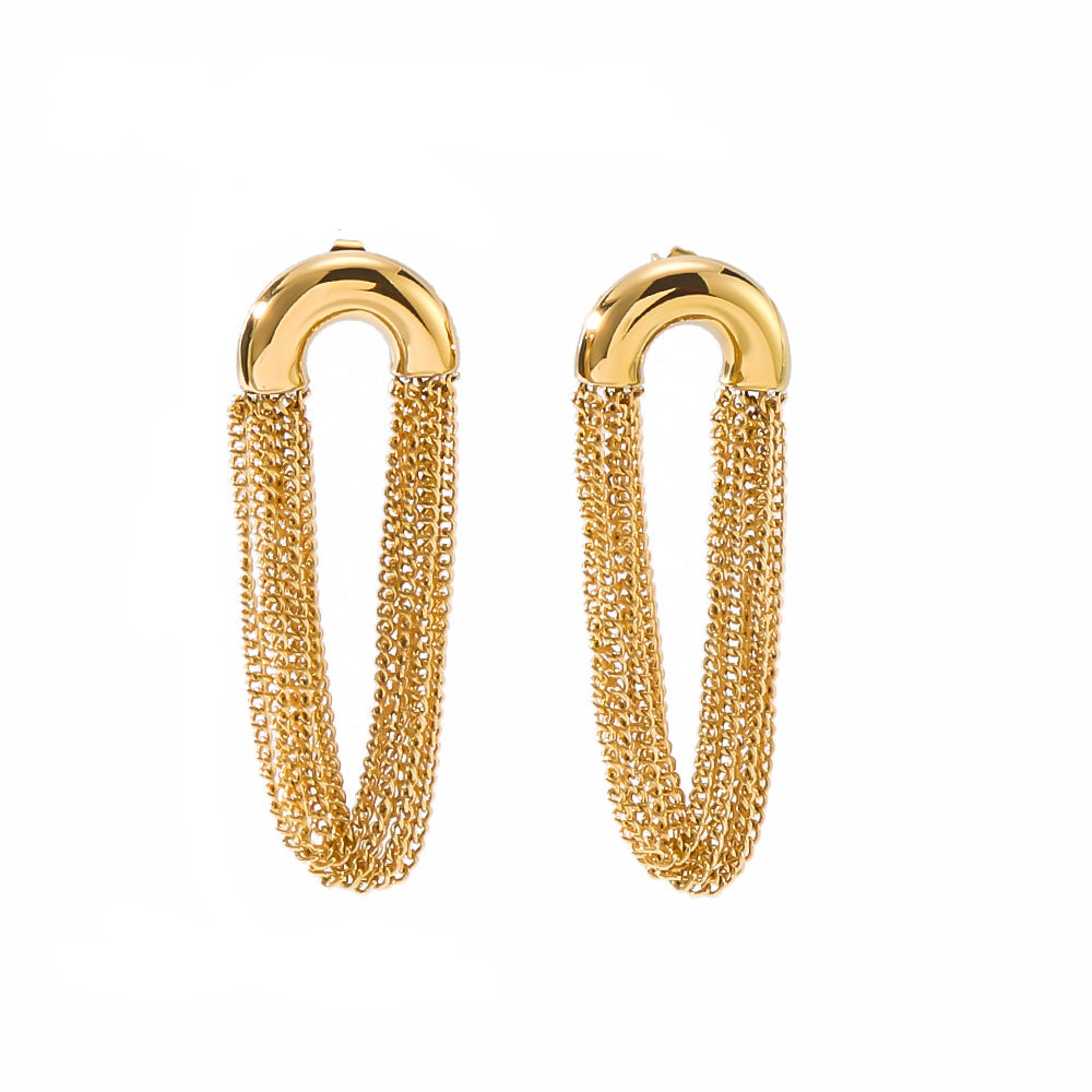 Aretes de Acero con Semicírculo y Borla