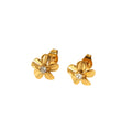 Studs de Acero con Flor y Circón Central
