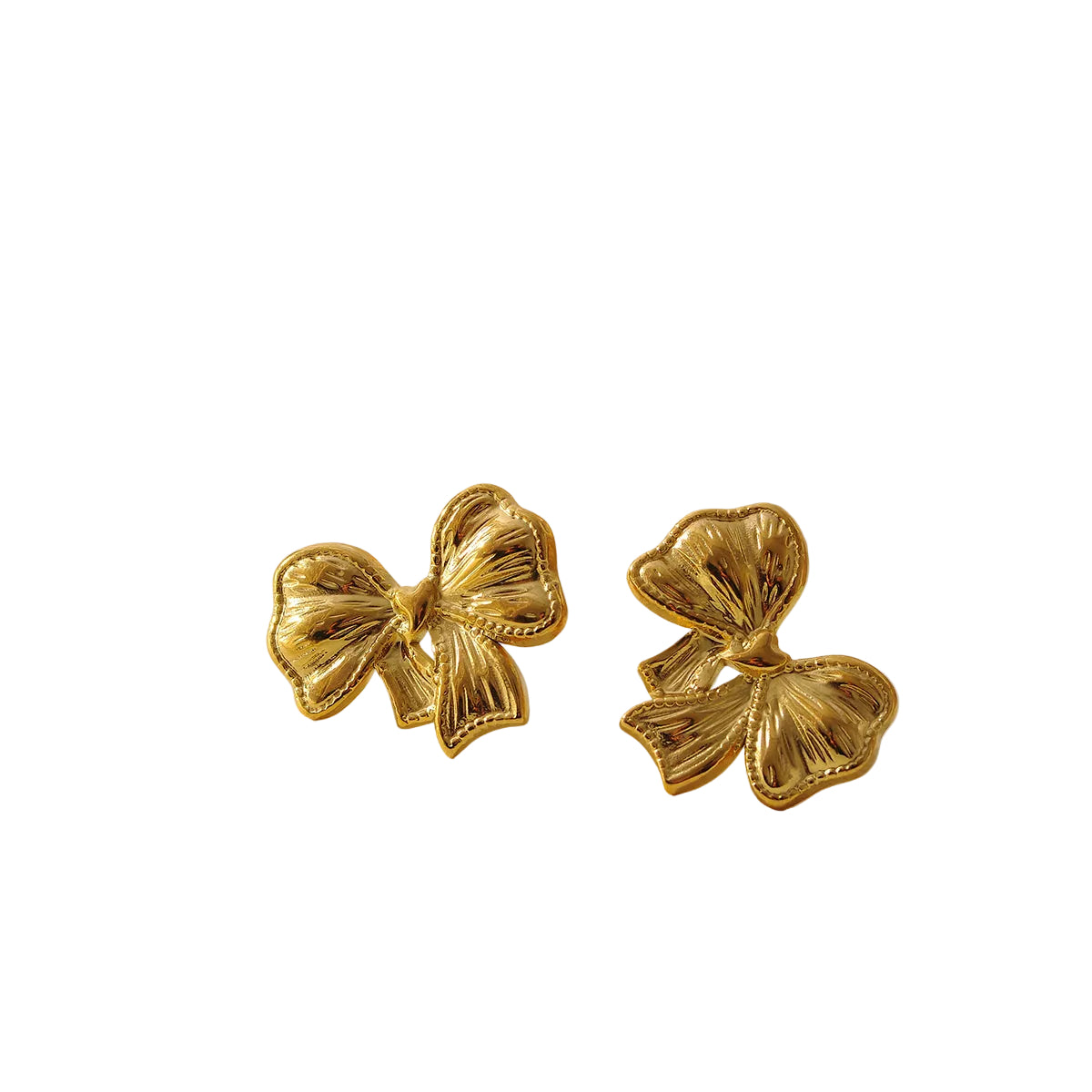 Aretes de Acero con Moño Texturizado