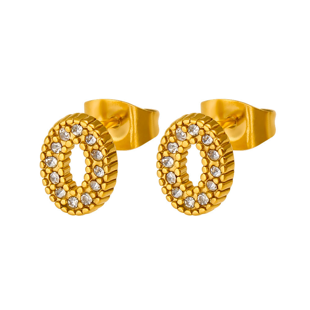 Aretes de Acero con Óvalo Texturizado y Circones