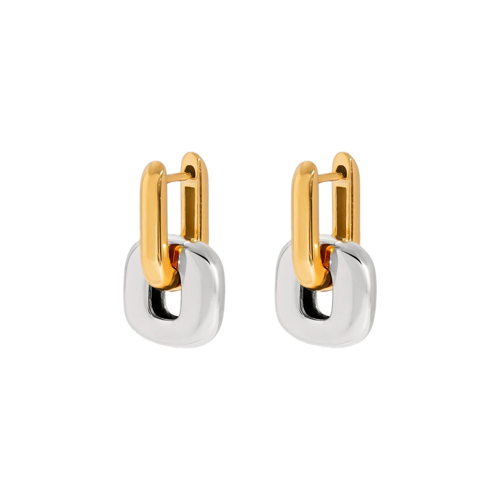 Argollas de Acero con Eslabones Bicolor Dorado y Plateado