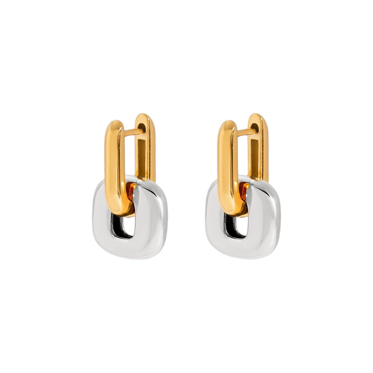 Argollas de Acero con Eslabones Bicolor Dorado y Plateado