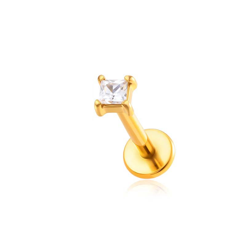 Piercing de Acero con Detalle Geométrico y Zirconia