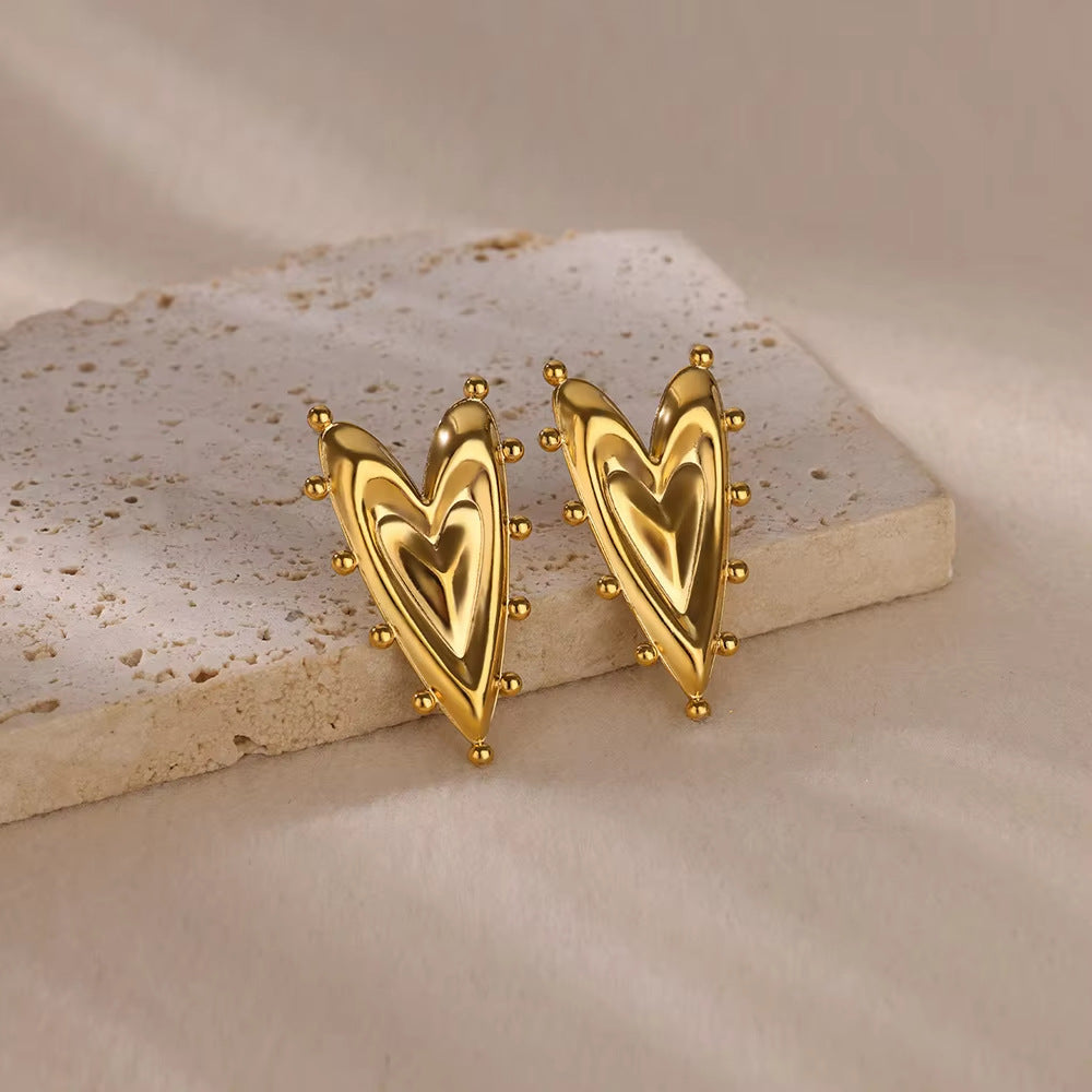 Aretes de Acero con Forma de Corazón