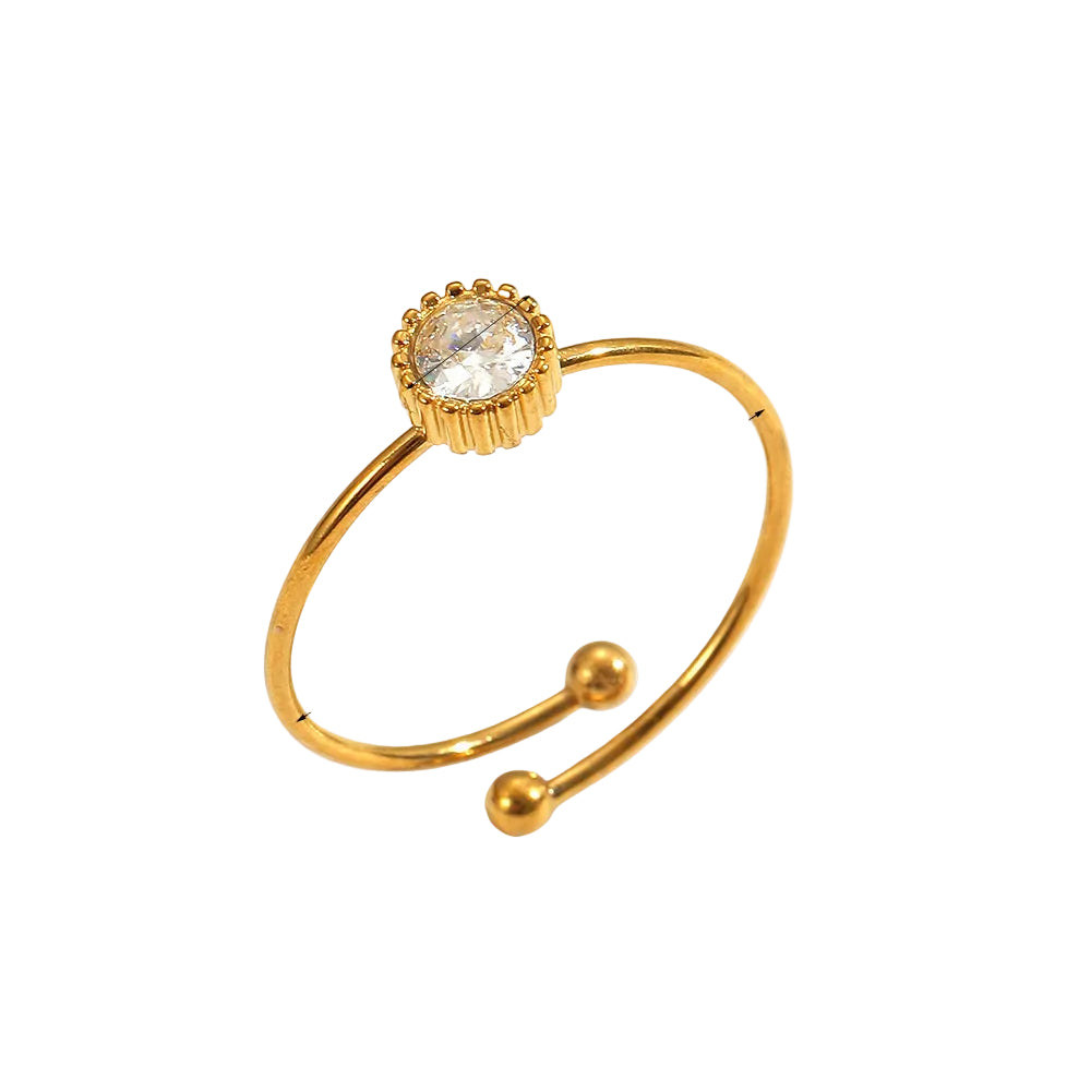 Anillo de Acero con Detalle Geometrico