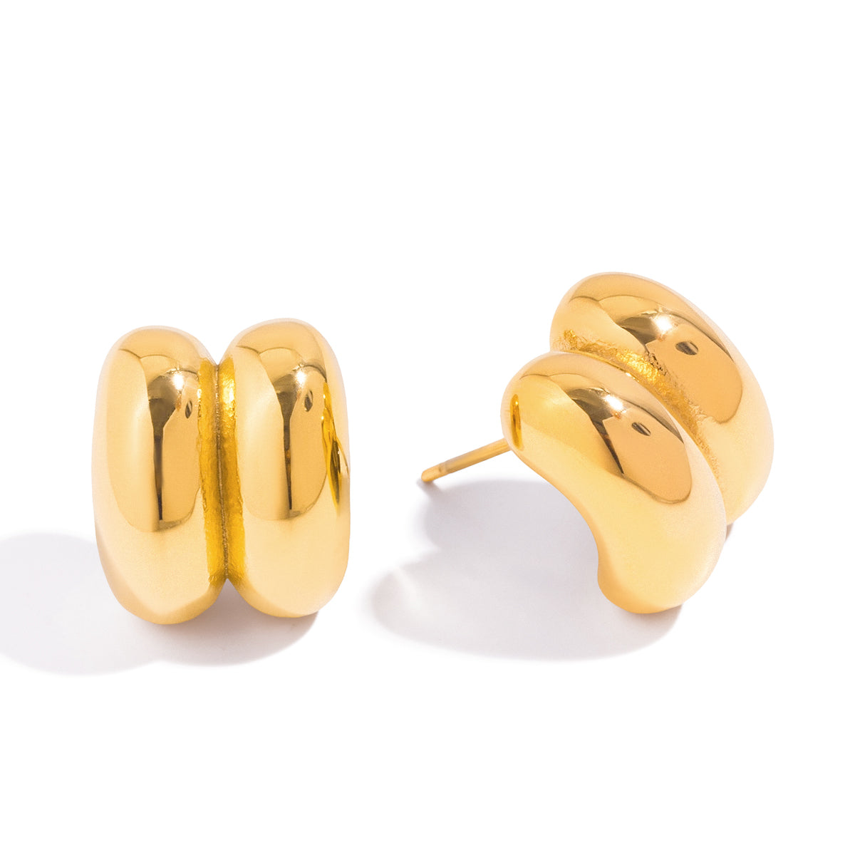 Aretes de Acero con Doble Aro Abultado