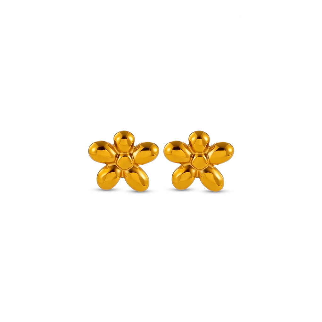 Studs de Acero con Flor Volumétrica Pulida