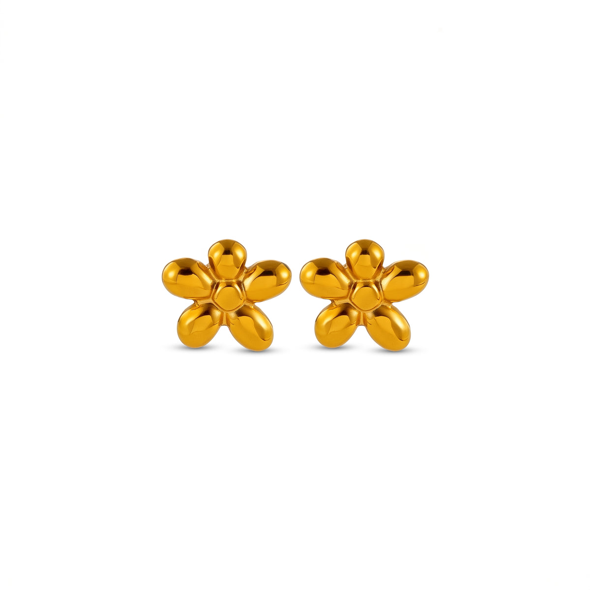 Studs de Acero con Flor Volumétrica Pulida