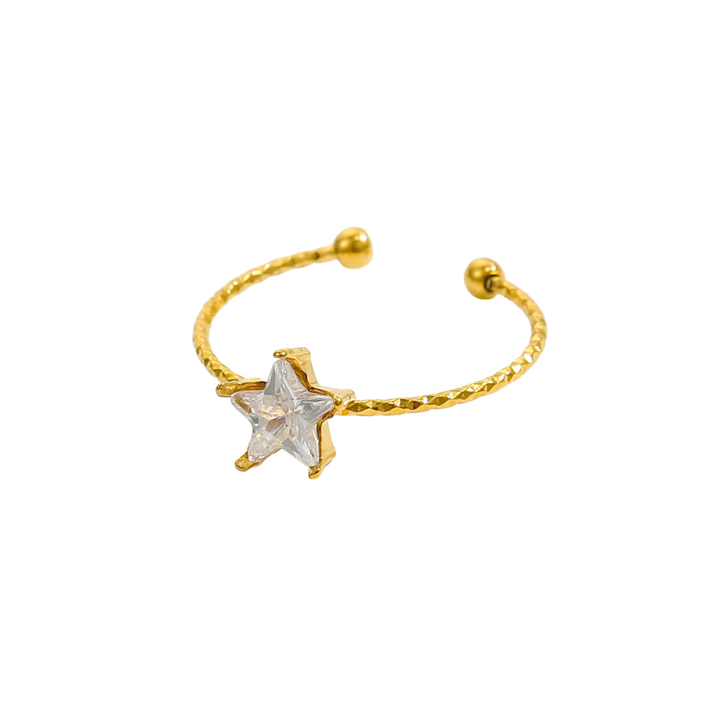 Anillo Abierto de Titanio con Estrella de Zirconia