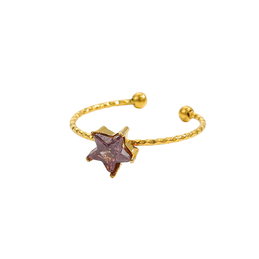 Anillo Abierto de Titanio con Estrella de Zirconia