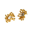 Aretes de Acero con Zirconia Oval y Rayos Texturizados
