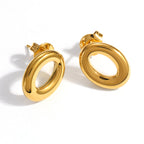 Aretes Stud de Acero con Aro Ovalado Tubular