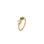 Anillo de Acero con Zirconias Baguette y Esmeralda