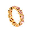 Anillo de Acero con Circones en Forma de Corazón
