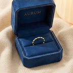 Anillo de Acero con Textura Trenzada Bañado en Oro