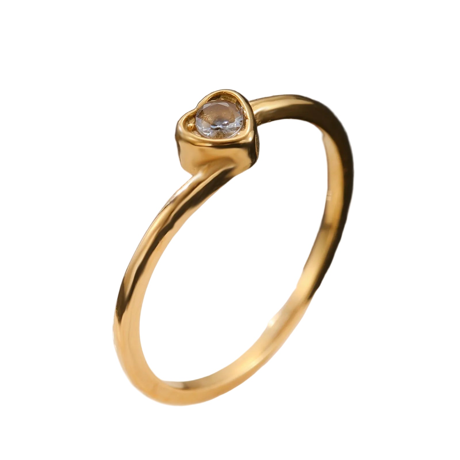 Anillo de Acero con Corazón y Zirconia
