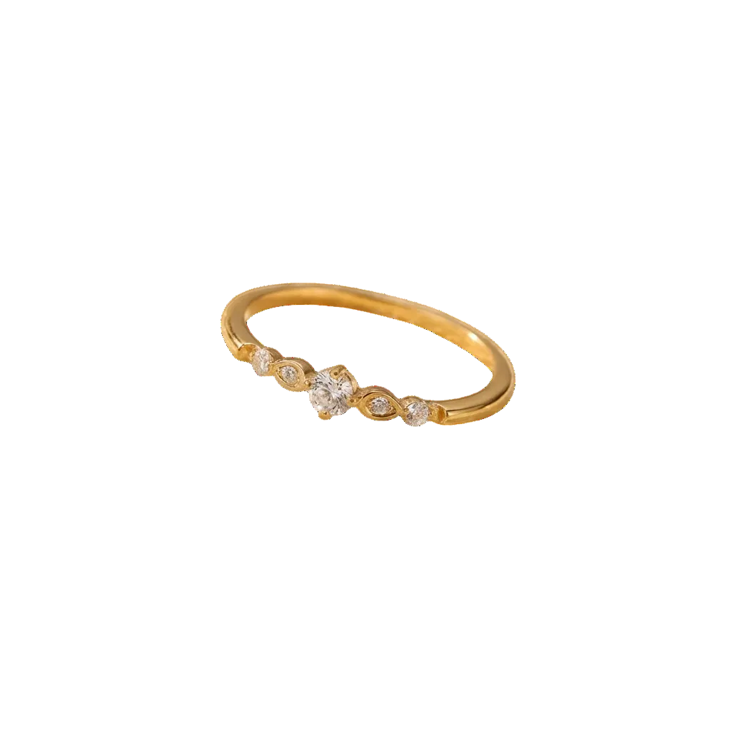 Anillo de Acero con Zirconia en Degradé Dorado