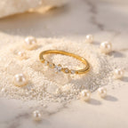Anillo de Acero con Zirconia en Degradé Dorado