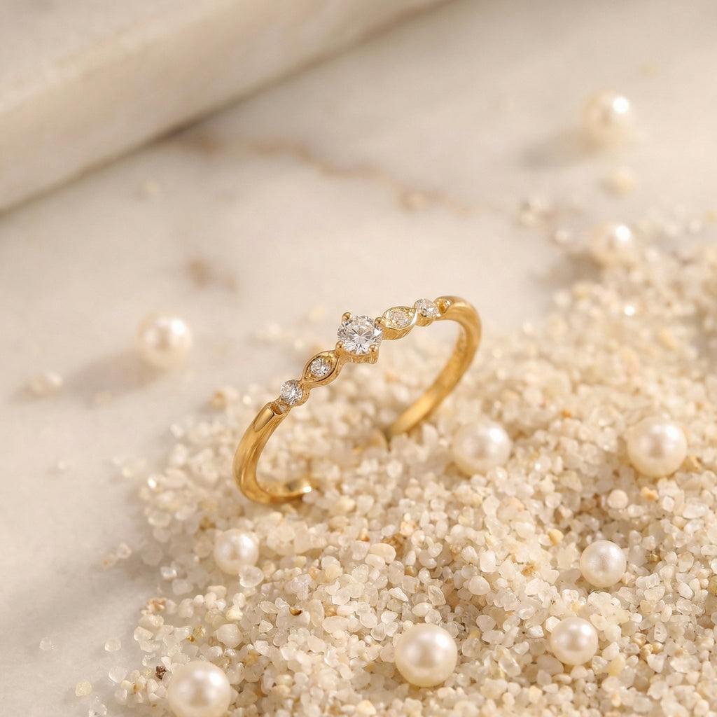 Anillo de Acero con Zirconia en Degradé Dorado