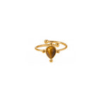 Anillo Abierto de Acero con Ojo de Tigre en Gota