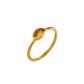 Anillo de Acero con Zirconia Ovalada en Baño de Oro