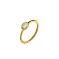 Anillo de Acero con Zirconia Blanca Oval en Montura Bezel