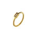 Anillo de Acero con Zirconia Baguette en Baño de Oro
