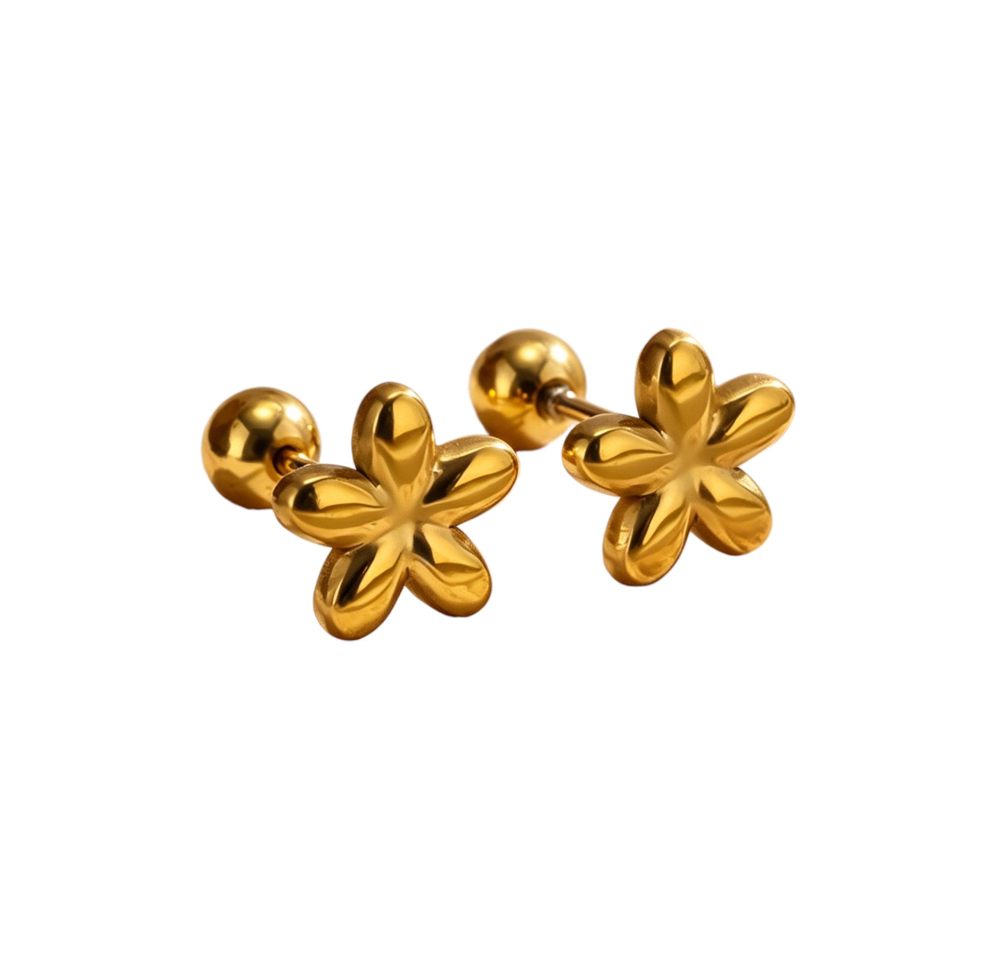 Piercings de Acero con Flor de Cinco Pétalos Abultados