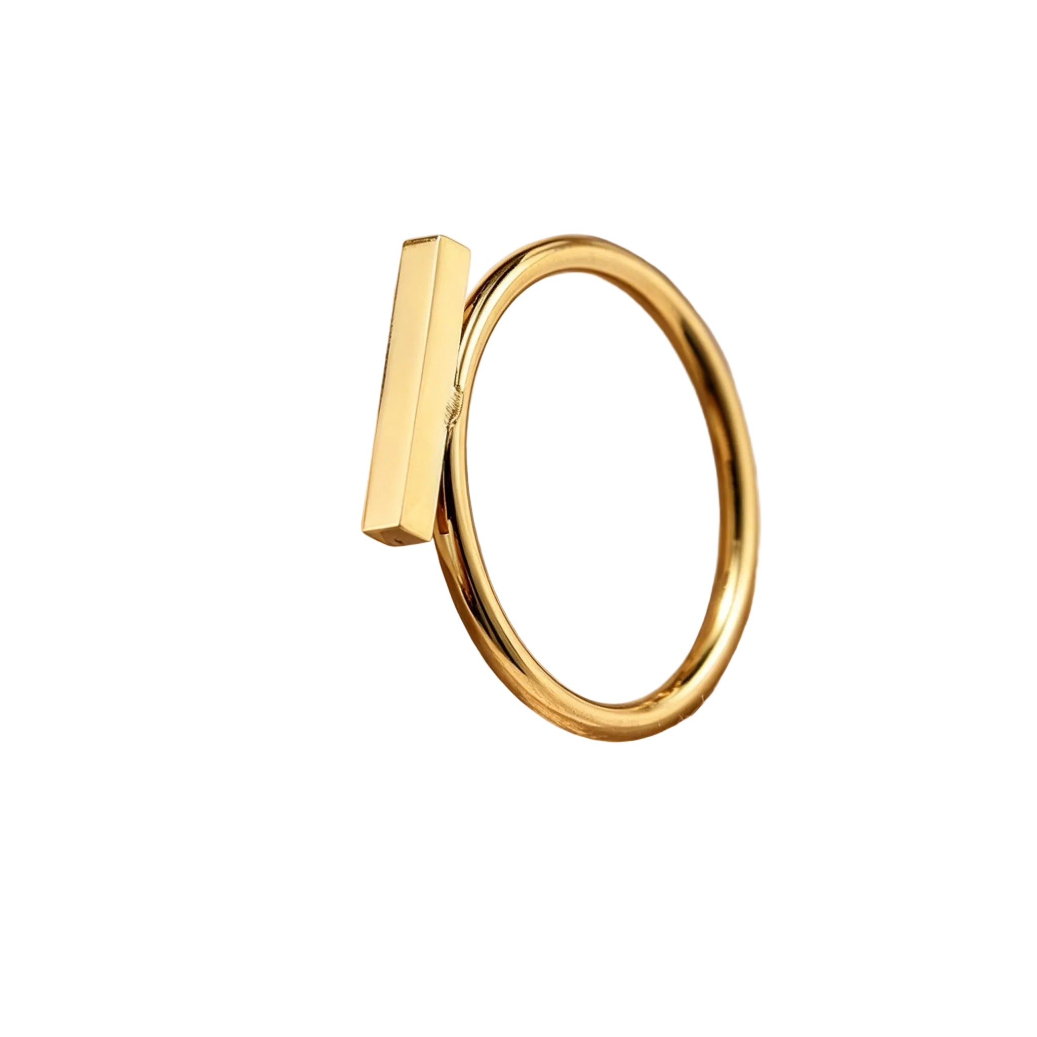 Anillo de Acero con Barra Rectangular Minimalista