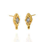 Aretes de Acero con Zirconia Marquesa en Marco Orgánico