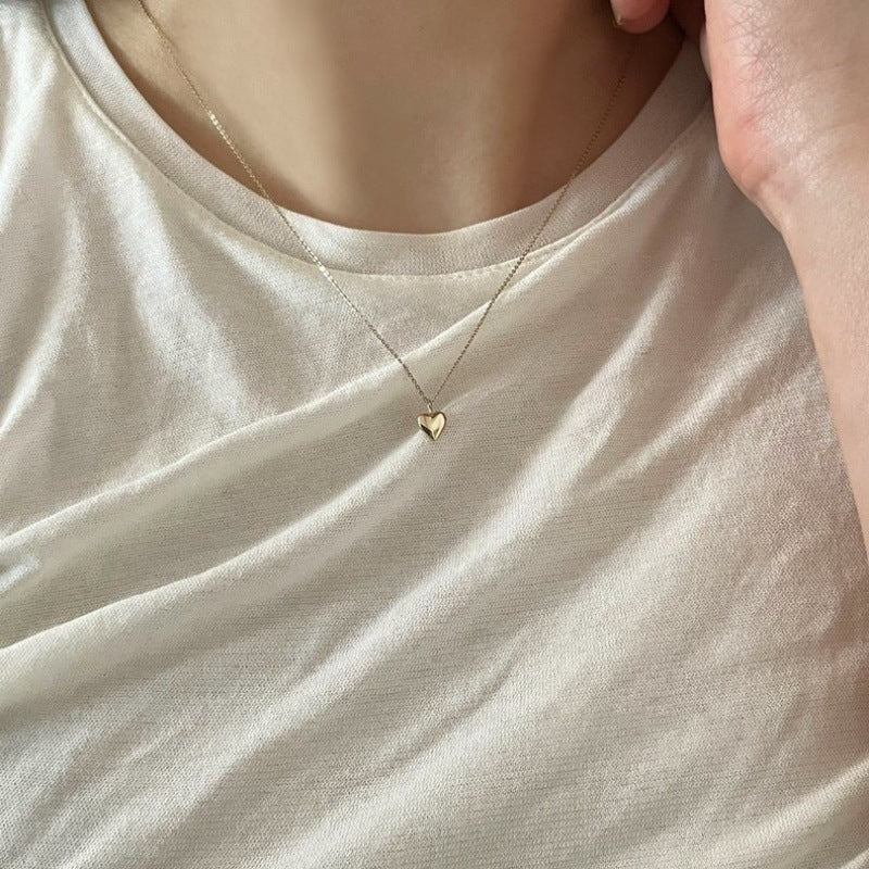 Collar de Plata con Colgante de Corazón Liso Dorado