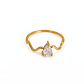 Anillo de Titanio con Zirconia Gota y Banda Ondulada