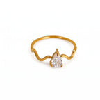 Anillo de Titanio con Zirconia Gota y Banda Ondulada