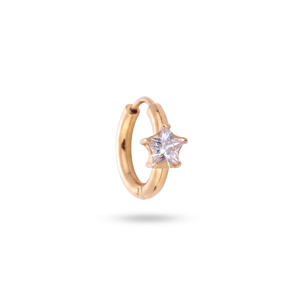 Argolla de Acero con Estrella de Zirconia (1 unidad)