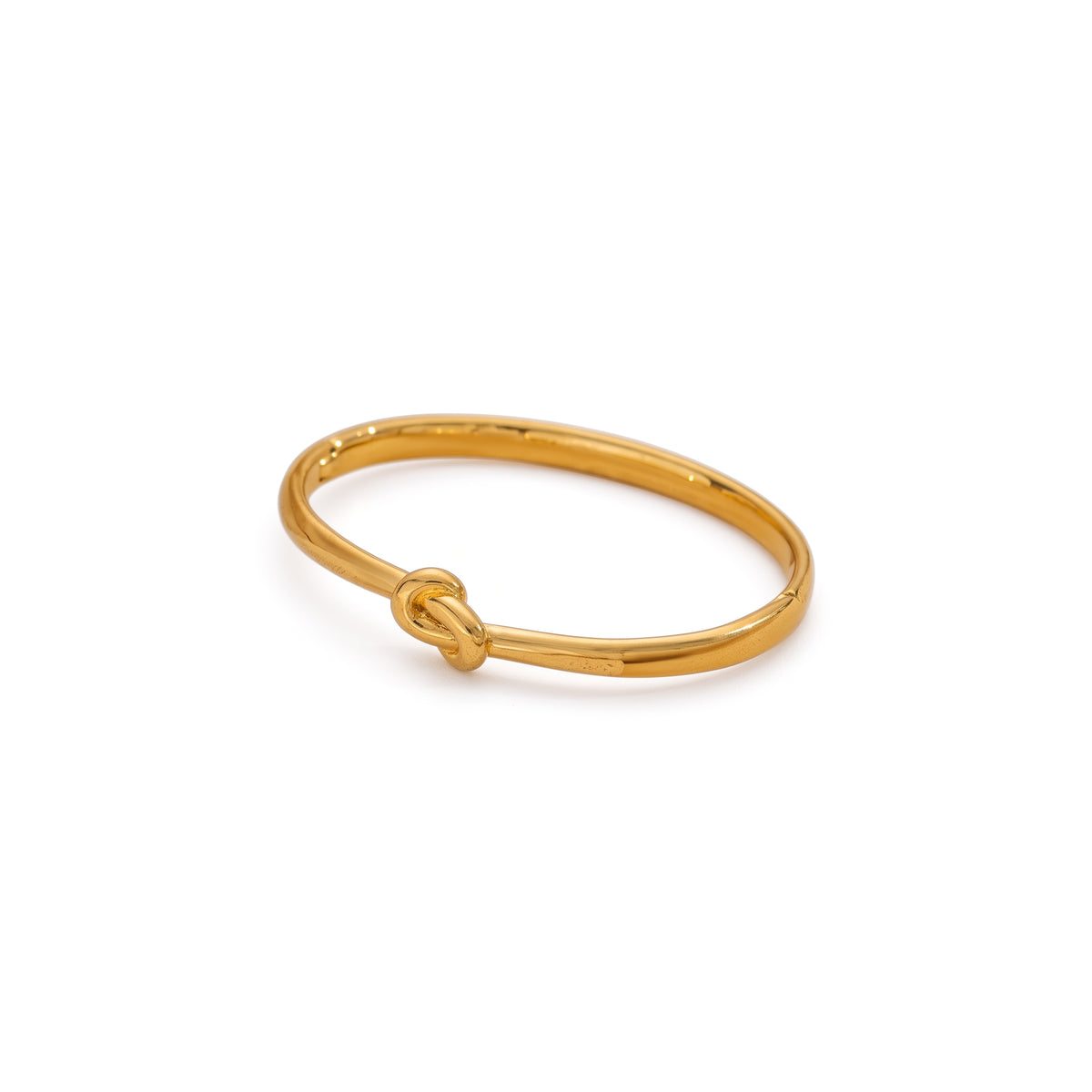 Brazalete de Acero con Nudo Pulido y Baño de Oro