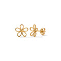 Aretes de Acero con Flor Calada y Centro en Relieve