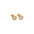 Aretes de Acero con Estrella de Zirconia y Marco de Bolitas