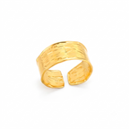 Anillo de Acero Abierto con Textura Lineal