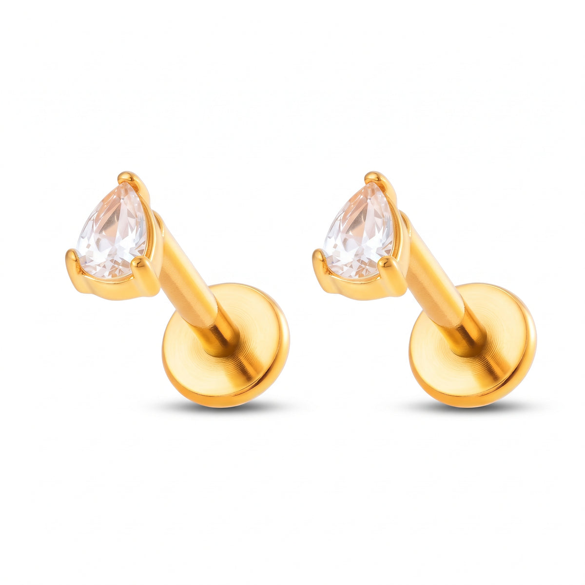 Piercing Labret de Acero con Zirconia en Gota