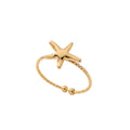 Anillo de Acero Ajustable con Estrella de Mar Lisa