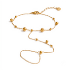 Pulsera de Acero con Cadena de Cuentas y Aro para Dedo