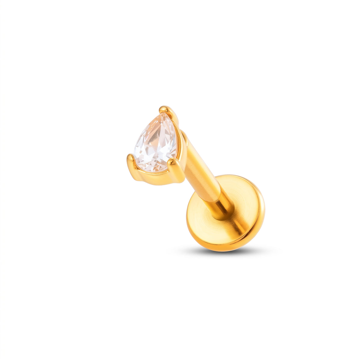 Piercing Labret de Acero con Zirconia en Gota (1 unidad)