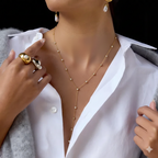 Collar Lariat de Acero con Zirconia