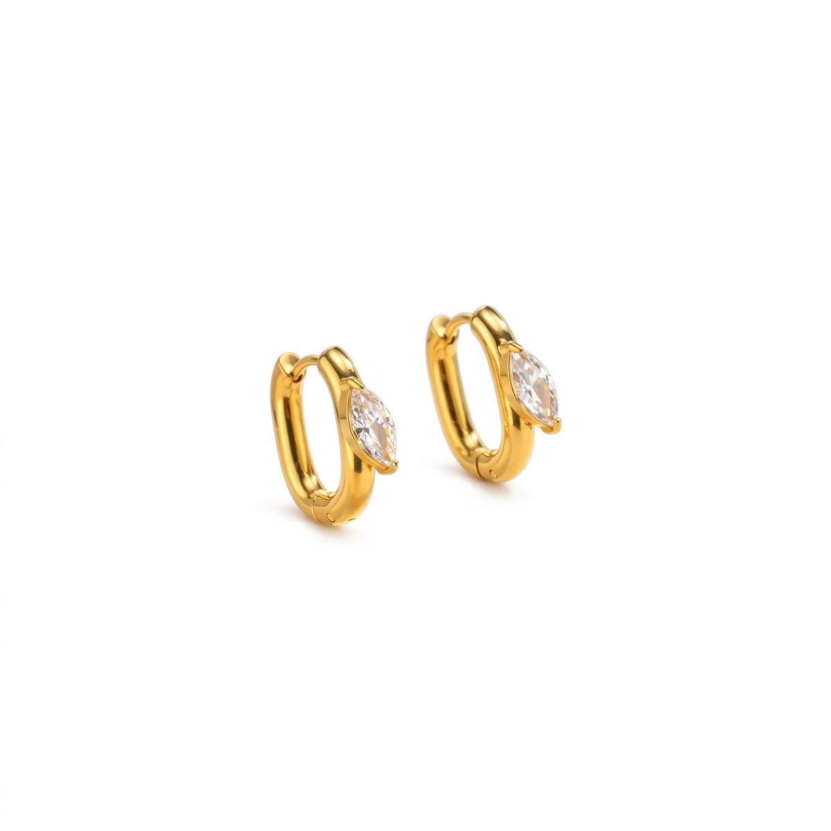 Argollas de Acero con Zirconia Marquise Engastada