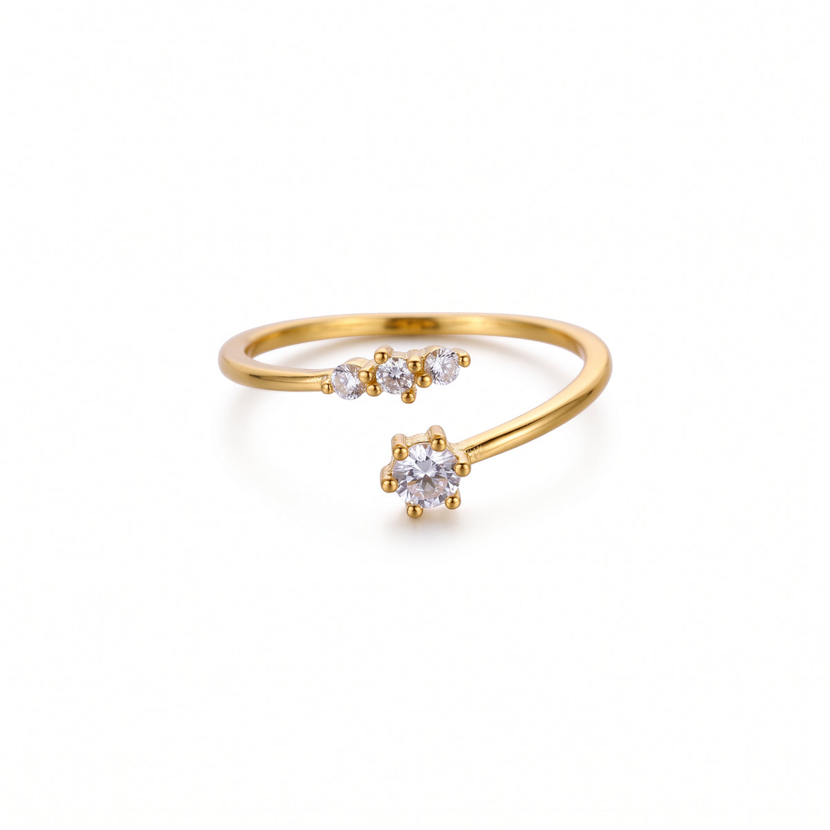 Anillo de Acero Ajustable con Zirconias en Duo