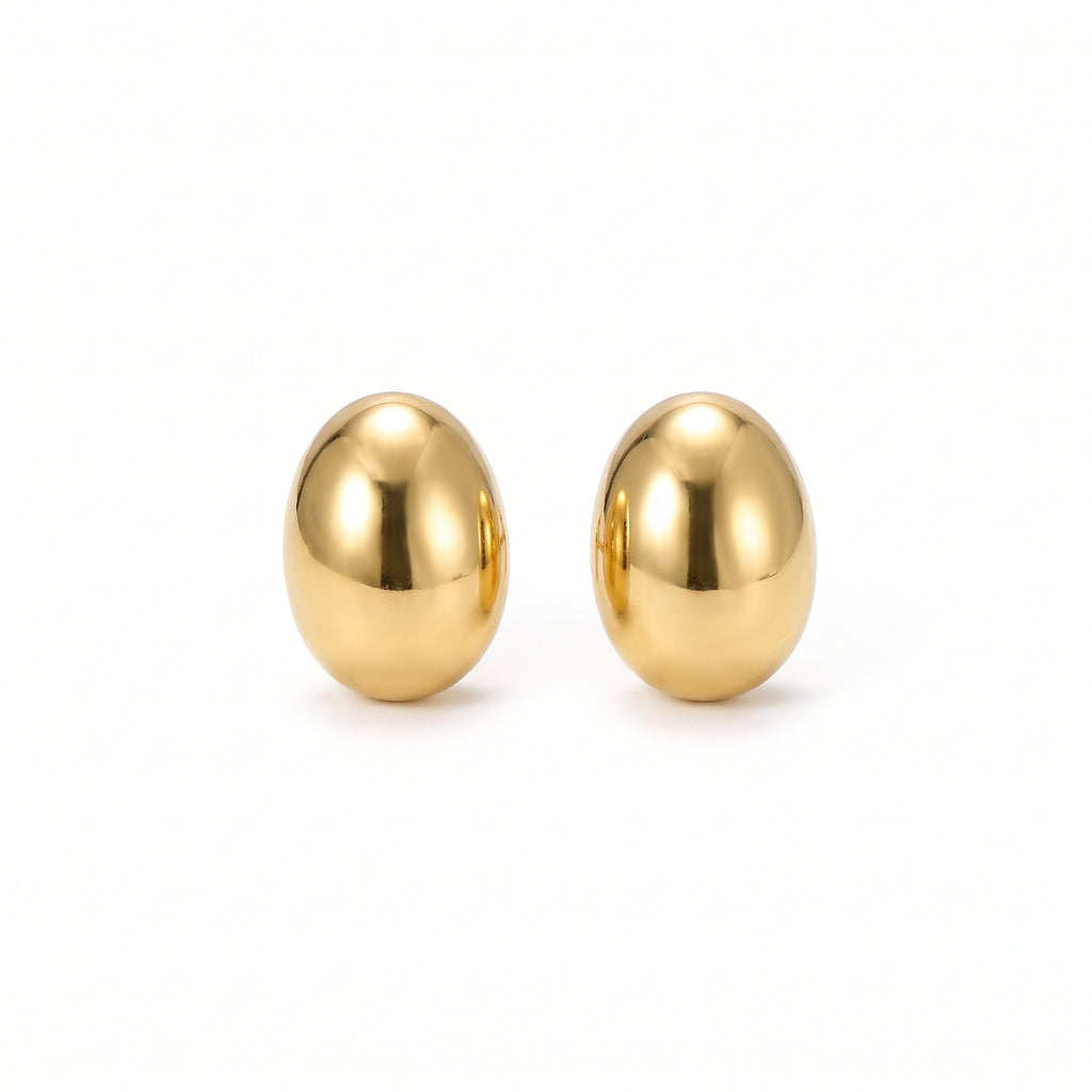 Aretes de Acero con Domo Oval Liso